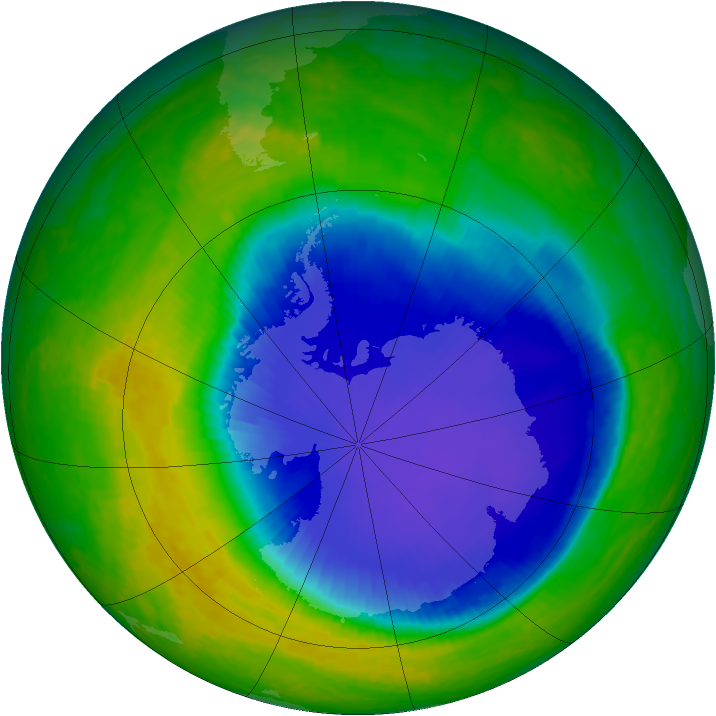 Antarctic ozone map for 14 November 2001